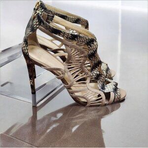 Alexandre Birman  Multicolor Python Embossed Leather Caged Zipper Size E…